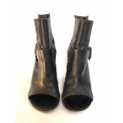 Pre-owned Marsèll Leather Open Toe Boots In Black