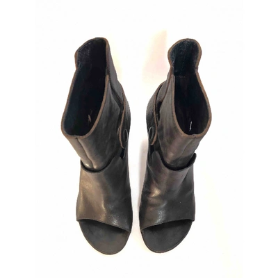 Pre-owned Marsèll Leather Open Toe Boots In Black