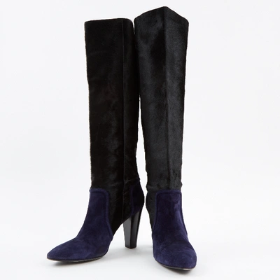 Pre-owned Michel Vivien Pony-style Calfskin Boots In Black
