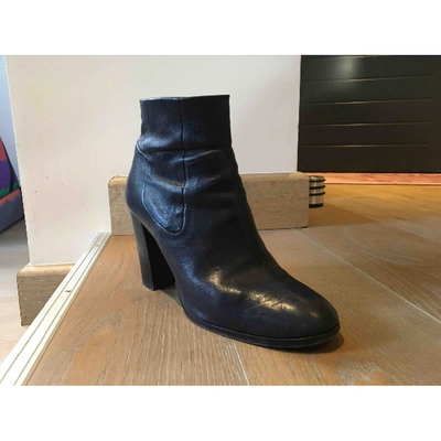 Pre-owned Stouls Navy Leather Ankle Boots