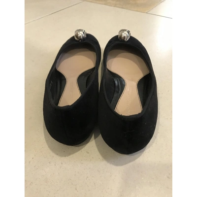 Pre-owned Alexander Mcqueen Black Velvet Ballet Flats