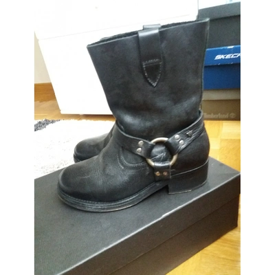 Pre-owned Htc Black Leather Ankle Boots