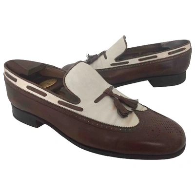 Pre-owned Jm Weston Brown Leather Flats