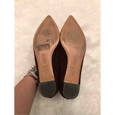 Pre-owned Aquazzura Christy Ballet Flats In Burgundy