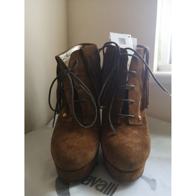 Pre-owned Just Cavalli Lace Up Boots In Brown