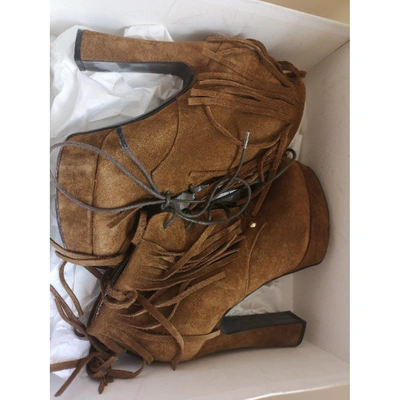 Pre-owned Just Cavalli Lace Up Boots In Brown