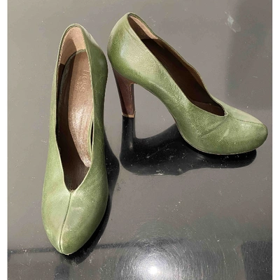 Pre-owned Hoss Intropia Green Leather Heels