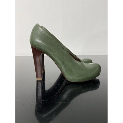 Pre-owned Hoss Intropia Green Leather Heels