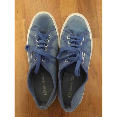 Pre-owned Superga Cloth Trainers In Navy