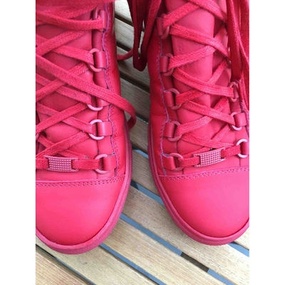Pre-owned Balenciaga Arena Red Leather Trainers