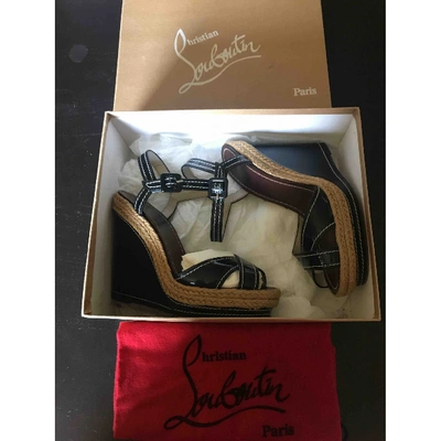 Pre-owned Christian Louboutin Patent Leather Sandals In Black