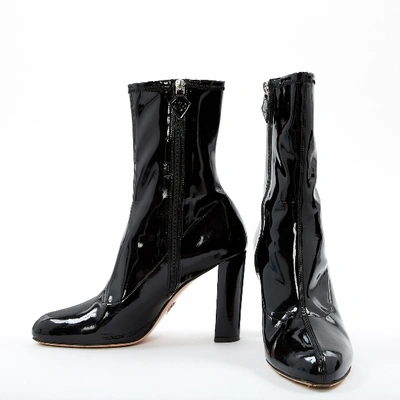 Pre-owned Oscar Tiye Patent Leather Boots In Black