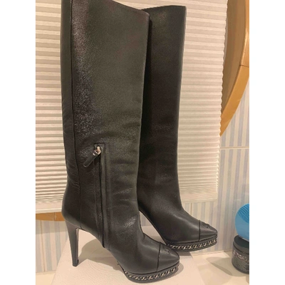 Pre-owned Chanel Black Leather Boots