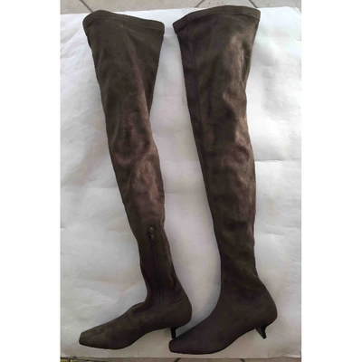Pre-owned Stella Mccartney Cloth Riding Boots In Brown