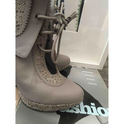 Pre-owned Dior Grey Leather Ankle Boots
