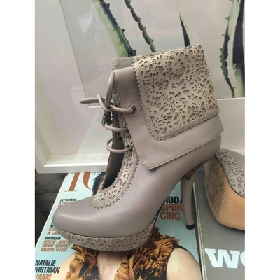 Pre-owned Dior Grey Leather Ankle Boots