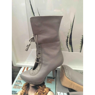 Pre-owned Dior Grey Leather Ankle Boots