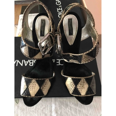 Pre-owned Dolce & Gabbana Beige Python Sandals