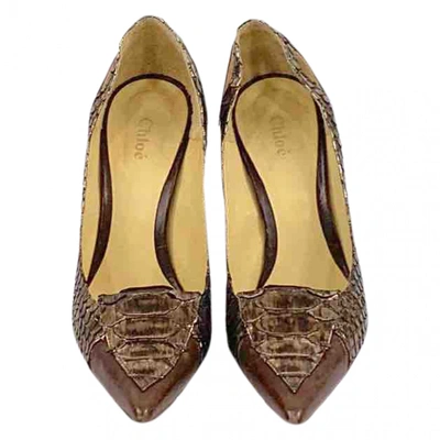 Pre-owned Chloé Brown Python Heels