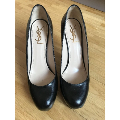 Pre-owned Saint Laurent Trib Too Black Leather Heels