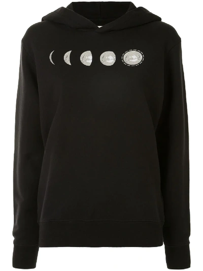 Shop Kirin Moon Print Hoodie In Black