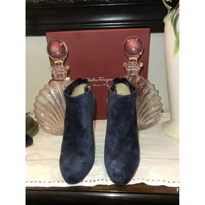 Pre-owned Ferragamo Leather Ankle Boots In Blue