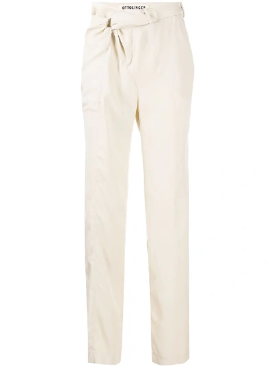 Shop Ottolinger Knotted Tailored Trousers In Neutrals