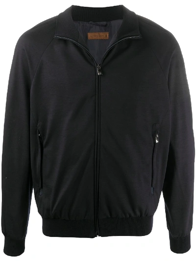 Shop Corneliani Zip-front Bomber Jacket In Blue