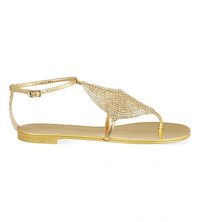 Shop Giuseppe Zanotti Square Jewelled Sandals In Gold