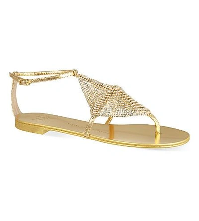 Shop Giuseppe Zanotti Square Jewelled Sandals In Gold