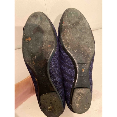 Pre-owned Armani Collezioni Leather Flats In Navy