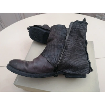 Pre-owned As98 Leather Ankle Boots In Brown