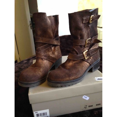 MELLOW YELLOW Pre-owned Leather Biker Boots In Brown
