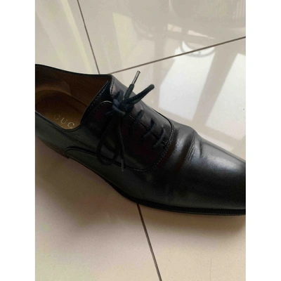 Pre-owned Gucci Leather Lace Ups In Black