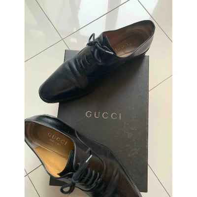 Pre-owned Gucci Leather Lace Ups In Black