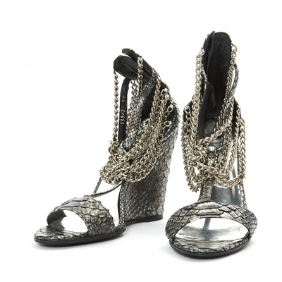 Pre-owned Barbara Bui Grey Python Sandals