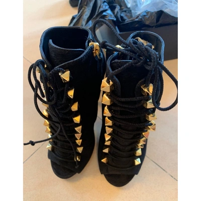 Pre-owned Giuseppe Zanotti Leather Lace Up Boots In Black