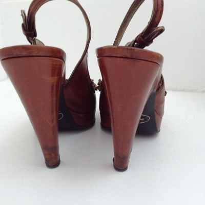 Pre-owned Prada Leather Heels In Brown