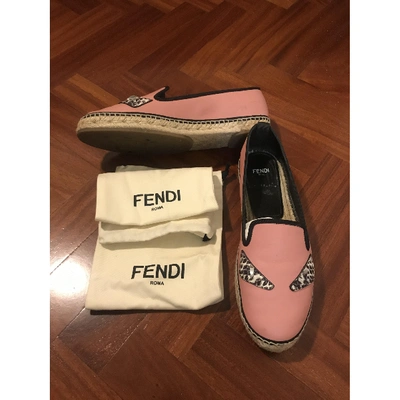 Pre-owned Fendi Leather Espadrilles In Pink