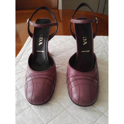 Pre-owned Prada Mary Jane Leather Heels In Purple