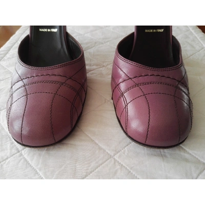 Pre-owned Prada Mary Jane Leather Heels In Purple
