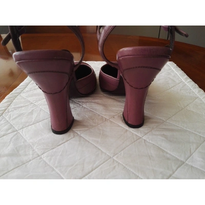 Pre-owned Prada Mary Jane Leather Heels In Purple