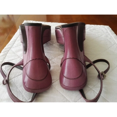 Pre-owned Prada Mary Jane Leather Heels In Purple