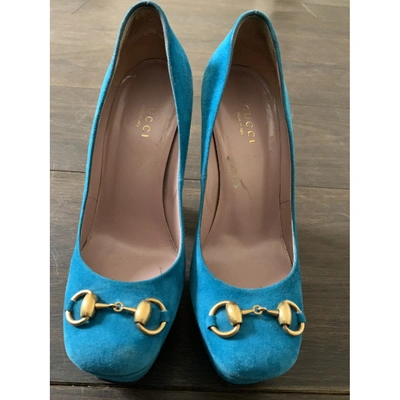 Pre-owned Gucci Turquoise Suede Heels