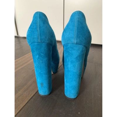 Pre-owned Gucci Turquoise Suede Heels