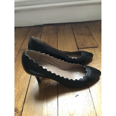 Pre-owned Chloé Pointy Lauren Leather Heels In Black