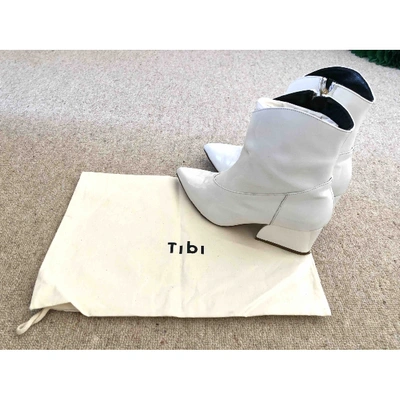 Pre-owned Tibi White Patent Leather Ankle Boots