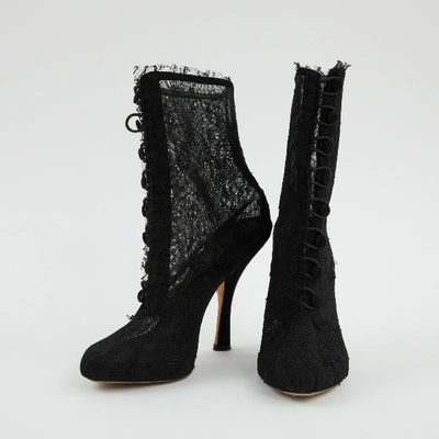 Pre-owned Dolce & Gabbana Cloth Ankle Boots In Black