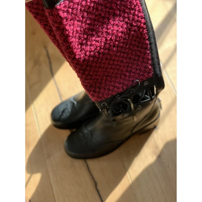 Pre-owned Chanel Leather Boots In Pink
