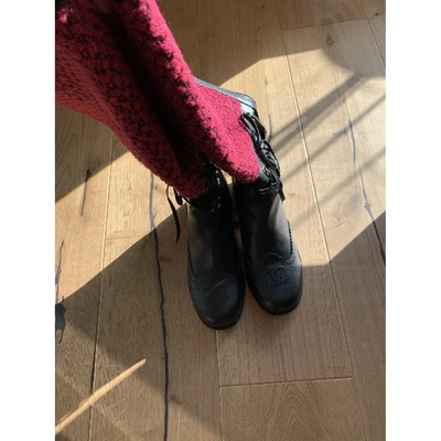 Pre-owned Chanel Leather Boots In Pink